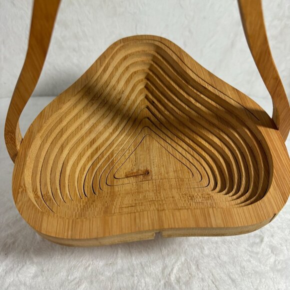 Handcrafted Pear-Shaped Bamboo Folding Collapsible Basket - Picture 3 of 7